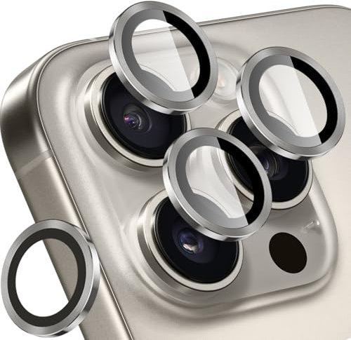 SPARIN 4 Stück für iPhone 16 Pro/iPhone 16 Pro Max Kameraschutz, 9H Härte Individuelle Kamera Objektivschutz, Anti-Kratzer, Ultradünner, HD-Klar, Titan Natur