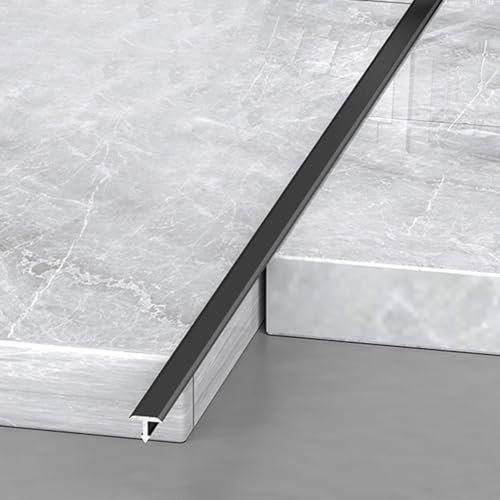Übergangsleiste Übergangsprofil Extra Schmale Flache Bodenübergangsleiste 1.3m 2er-Pack. T Form Bodenfugenleiste Für Türschwellen/ Vinyl Böden/ Fliesen, Nahtverbindungsleiste Aus Aluminium(Black,W 1/4