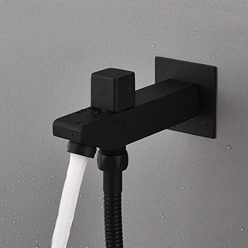 Balai à Levier d'eau pour Piscine, Bec Mural en Laiton Noir avec connecteur, adapté pour Pomme de Douche à Main, Accessoires de Douche pour Salle de Bain, Noir