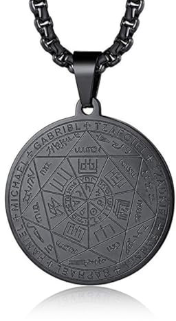 VYIBPDY Amaxer Das Siegel der sieben Erzengel Halskette Amulett Medaille Anhänger Schmuck für Frauen Männer Schwarz