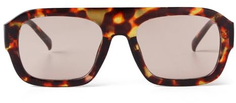 Laurinny Trendy Quadratische Sonnenbrille für Frauen Retro 70er Piloten Sonnenbrille for Damen Herren Klassische Pilotenbrille(Schildpattrahmen/champagnerfarbene Gläser)