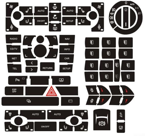 AC Dash Button Repair Kit Decal Stickers for A8 D3 2002-2009 Clima Panel Decals Stickers, Repair Worn Button Switch Knob