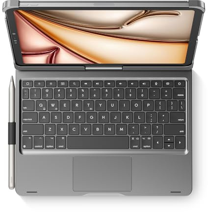 edaiser Swivel Keyboard Case for 2026 iPad Air 11-inch M4 M3 M2 & iPad Air 5th 4th Gen & iPad Pro 11 inch (4th-1st, 2022-2018); 360 Rotatable Cover with Pencil Holder Trackpad Backlit, Space Gray
