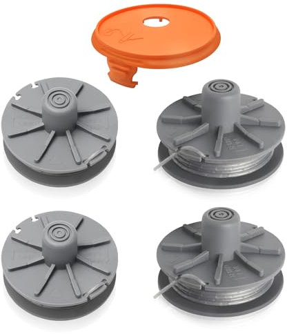 CHIHOLEN 4 Rasentrimmer Fadenspule Kompatibel Mit 5307-20, Ersatzfadenspule für Gardena Art 8846, 8847,8848, 9805, 9806, 9807, 9808, 9809, 9827, 9870,9872,9874, Ø1,65mm 6,1m(4 Spule+1 Kappe)