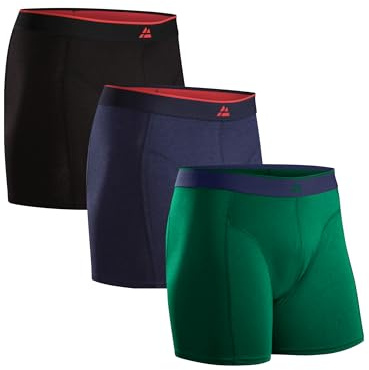 DANISH ENDURANCE Bambus Boxershorts Herren, 3er Pack, Mehrfarbig (Schwarz/Rot, Marineblau, Grün), XXL