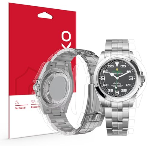 skoko [1 Set Ganzkörper-Schutzfolie, kompatibel mit Rolex Air-King, 40 mm, Ref. 126900, glänzende, klare Haut, vollständige Abdeckung, Anti-Scrartch, extra Teile für schwierige Bereiche)