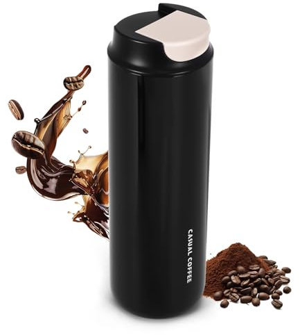 Viitech Portable French Press Coffee Maker To-Go, 470ml Stainless Steel Camping Coffee Maker, Double-Wall Vacuum Coffee Travel Mug Keeps Coffee Hot for 6 Hours for Home Office Travel Camping