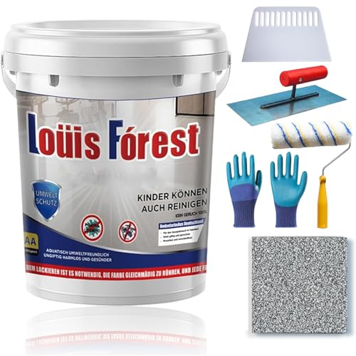 Epoxy Colored Sand Floor Paint, 2025 Upgrade Louis Forest Epoxy Floor Paint, 0.5/1KG High Gloss Marble Effect Garage Self-Leveling Coating, Waterproof and Non-Slip (Dark Gray,0.5kg)