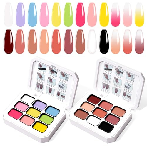 U-Shinein Gradient Painting Gel, Two-pack 9 Colors Ombre Gel Nail Polish for Ombre Nails Aura Nails, French Manicure DIY Nail Art,Set 03