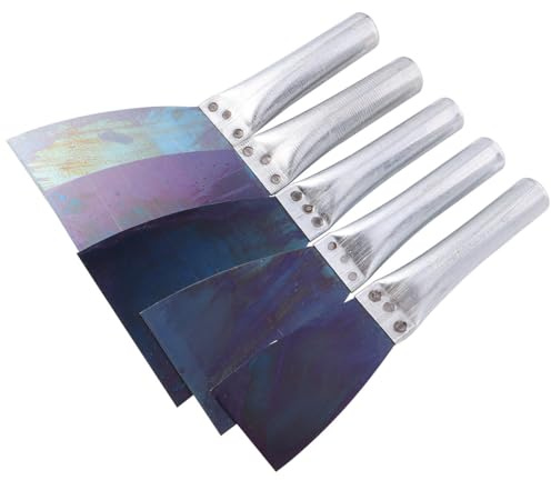 COLLBATH 5 Stück Teiliges Spachtelset mit Metallgriff Vielseitiger Wand Farbschaber Ergonomisch Geformt zum Füllen Entfernen von Farbe und Tapete Praktisches Reinigungstool für Heimwerker