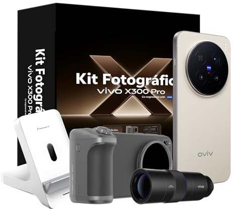 vivo X300 Pro 5G bundle, Móvil 16GB + 512GB, 6,78, cámara con teleobjetivo ZEISS APO de 200MP, procesador MediaTek Dimensity 9500, IP68 e IP69, Smartphone con 50W Cargador inalámbrico+Kit fotográfico