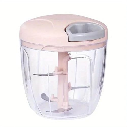 Manual Food Chopper, Onion Cutter for Kitchen, Pull Chopper, Easy Pull Food Processor for Onions, Garlic.(Pink,900ML)