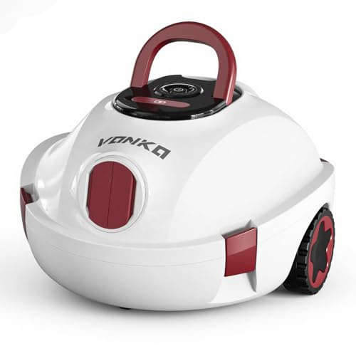 VONKO P10 Poolroboter, kabelloser Poolsauger mit Akku, 100 Min. Reinigungszeit mit Selbsteinparkfunktion, kompakter Poolreiniger Ideal für Flache Böden Pools bis zu 100㎡, Cremeweiß