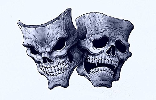 Theater Masken Aufkleber Sticker Schädel Skulls ca. 11x8 cm Autoaufkleber lachen weinen