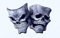 Theater Masken Aufkleber Sticker Schädel Skulls ca. 11x8 cm Autoaufkleber lachen weinen