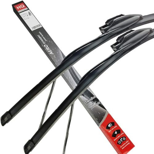 Set de parte delantera sin marco soporte de Aero limpiaparabrisas cuchillas HQ Automotive con arandela Jet Spray adj42 – 421 Twin Box