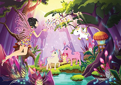 Welt-der-Träume | Photo Wallpaper Wall Mural 130gsm Non-Woven | Fairy and unicorn | VEXXL | 11707VEXXL-AW | Unicorn Child Horse Animal Rainbow Fairy forest