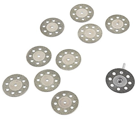 10 Pcs Rotary Tool 30mm Wheel Discs 8 Holes Diamond Circular Saw Blade Cutting Blade Set with 2 Pcs Mandrels