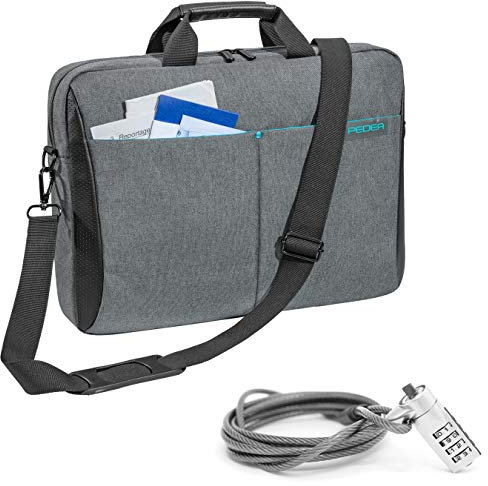 PEDEA Lifestyle Notebooktasche für 15,6 Zoll (39,6cm) mit Zubehörfach/Schultergurt mit Notebookschloss, grau
