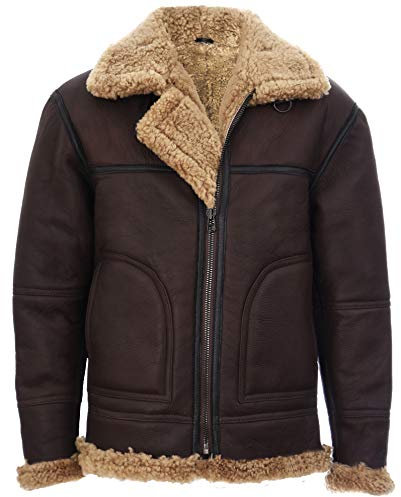Infinity Leather Brauner Ingwer B3 Lammfell Fliegerjacke Aus Leder Für Herren 4XL