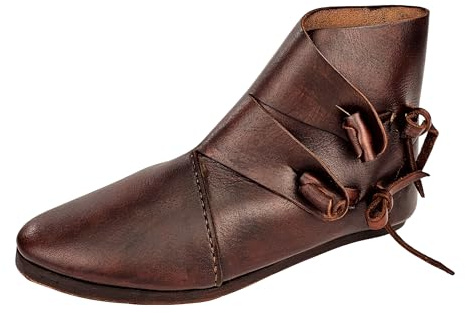 Vehi Mercatus Frühmittelalter Halbstiefel Wikinger Schuhe mit Profilnagelung Dunkelbraun doppelt besohlt