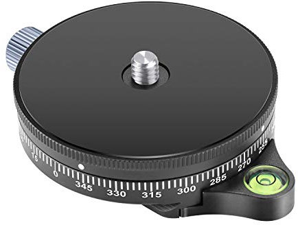 Neewer Camera Panoramic Panning Base with Style Plate, 3/8-inch Screw Aluminum Alloy Panorama Ball Tripod Head with Bubble Level for Tripod Monopod DSLR Cameras, Load Capacity 22 LBS