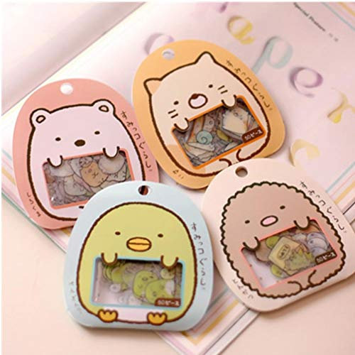 PiniceCore 50Pcs / Tasche DIYCute Karikatur Kawaii PVC-Aufkleber-reizende Katze Bär Aufkleber für Tagebuch-Dekoration rosa