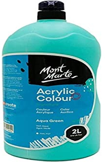 MONT MARTE Discovery School Acrylic, Aqua Green, 1/2 Gallon (2 Liter). Ideal for Students and Artists. Excellent Coverage and Fast Drying. Pump Lid Included.