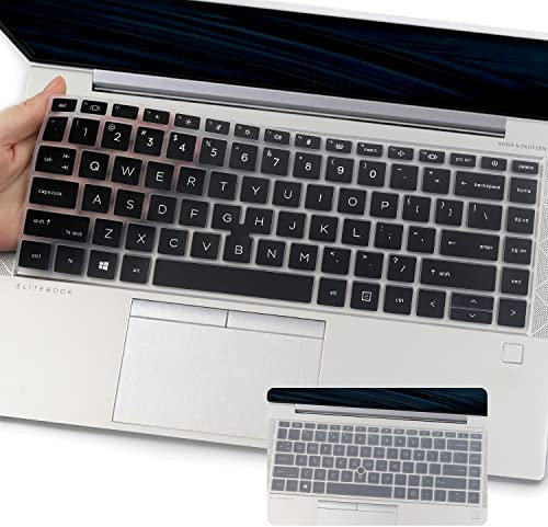 2 PCS Keyboard Cover for 2022 2021 New HP EliteBook 840 G7 G8 14 Inch Notebook, HP EliteBook 845 G7 G8 14 Inch Notebook PC Model Laptop US Keyboard Cover-Black+Clear
