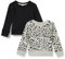 Amazon Essentials Felpe Girocollo in Pile Bambine e Ragazze, Pacco da 2, Grigio Chiaro Puntinato Leopardata/Nero, 2 Anni