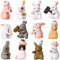 12 Stücke Schönes Häschen Tier Charakter Häschen Ornament Topper Garten Kuchen Dekoration Häschen Kuchen Cupcake Topper für Mädchen oder Jungen Baby Dusche Party Geburtstagsfeier Favorit