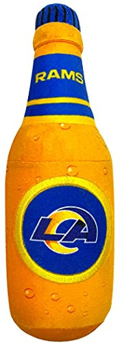 Pets First NFL Los Angeles RAMS Bierflasche Plüsch Hund & Katze Quietschspielzeug - Süßeste Stadion SODA Flasche Snack Plüschtier für Hunde & Katzen mit Innenquietscher & schönem Fußballteam Name/Logo