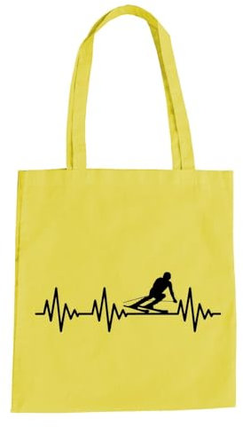 absenda Herzschlag Ski Baumwolltasche - Ekg Winter Schnee Piste Gelb