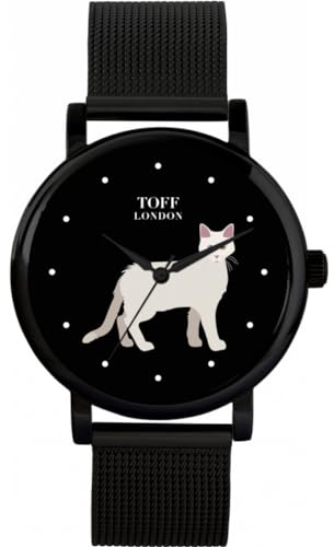 Toff London White Aphrodite Riesen Katzenuhr Damen 38mm Gehäuse 3atm Wasserdichtes Custom Designed Quarzwerk Luxus Luxus Modisch