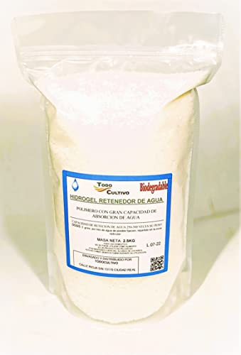 Hidrogel retenedor de agua de riego y nutrientes para suelo de cultivo o macetas.2.5kg. Polímero Fijador de agua y nutrientes para plantas.