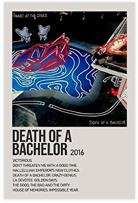 DONGT Death of A Bachelor by Panic! at The Disco Singer Music Cover Poster 1 Leinwand Poster Wandkunst Dekor Bild Gemälde für Wohnzimmer Schlafzimmer Dekoration Rahmen: 30 x 45 cm