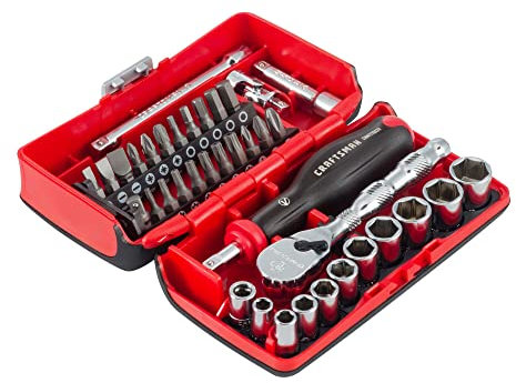 CRAFTSMAN V-SERIES - Juego de llaves de vaso poco profundas, MM, unidad de 1/4 pulgadas, 38 piezas (CMMT45751V)