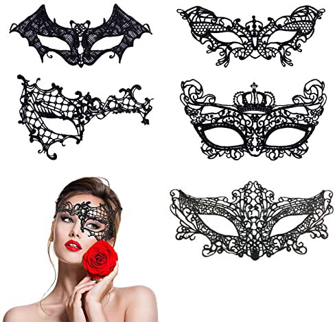 Spitze Maske, Venezianische Maske, Lace Maske, Spitze Augenmaske, Frauen Spitzenmaske, Lace Augenmaske, Prom Mask, Maskerade Ball Maske, Maskerade Maske für Halloween Karneval Party Kostüm Ball, 5PC