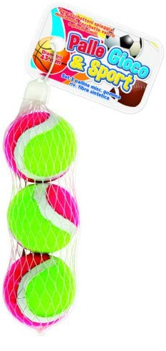 3 Mini-Tennisbälle 4,5 cm Netz