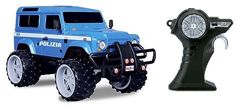 Maisto, RC Land Rover Defender Polizia 2,4GHz 1:16, fuoristrada telecomandato per bambini dagli 8 anni in su, batterie non incluse, Blu, 926905.004