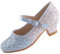 EIGHT KM Girls High Heel Dress Shoes Mary Jane Princess Wedding Party Pump Shoes EKM7015 Sparkle Glitter Gradual Blue 1 UK Little Kid