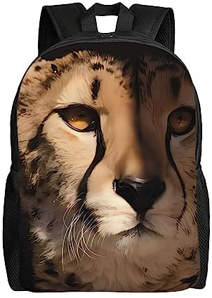 DEHIWI White Panther Print Backpack Cute Lightweight Daypack Casual Travel Laptop Daypack For Men Women, Black, One Size, Daypack Backpacks