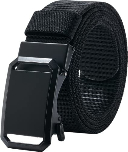 LionVII Gürtel Herren - Gürtel für Herren mit Ratsche Automatikschließe, Arbeitsgürtel Verstellbarer für Herren Arbeit Outdoor Sport Wandern [130 cm L x 3,8 cm W] (Schwarz)