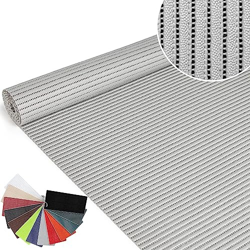 ANRO Badematte Weichschaummatte Bad- und Duschvorleger Antirutsch Badläufer Uni Hellgrau 200x65cm