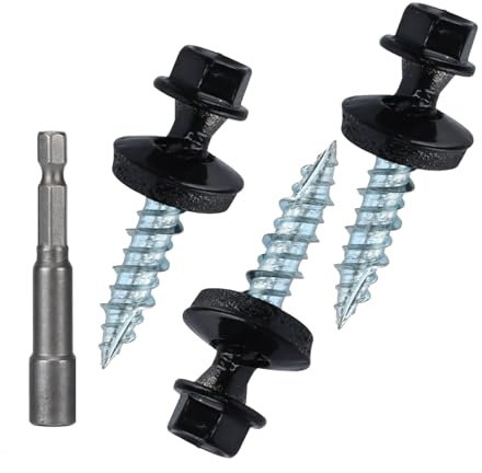 Metal Roofing Screws 10 x 1 inch, Black Hex Head Sheet Metal Roof Screw with EPDM Washer for Corrugated Roofing (250Pcs)