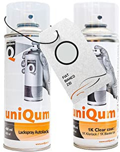 uniQum Spraydose Autolack + Klarlack fürs Auto für FIAT BIANCO 210 Autolack Reparatur 2x 400 ml