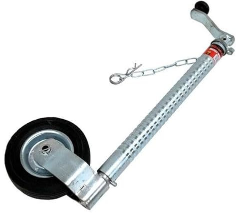 Heavy Duty Caravan Jockey Wheel 48mm Trailer Metal Rim Wind Up Handle Ribbed