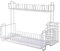 RAUGAJ Schüssel Abflussregal Teller Rack Kreativ Küchenstich Abflussrock 2-Stufig 2-Tierende Schüsselablageregal Für Küchenarbeitsplatte Tsprocking Trocking Trauer Traber Rake/White/39 * 20 * 33Cm