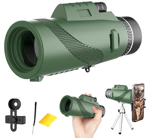 Monocular Telescope HD 80X100 HD Fernrohr Monocular Telescope Handy Fernglas objektiv FMC BAK4 Wasserdicht mit Halterung & Stativ für Klettern Vogelbeobachtung Jagd Konzert Fußballspiel Reisen