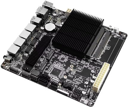 Glovary NAS Mainboard Quad Core J4125, Mini-ITX NAS Motherboard, 4 x i226V 2.5GbE LAN, DDR4 16GB RAM 256GB NVMe SSD, 2 x SATA3.0 6Gbps